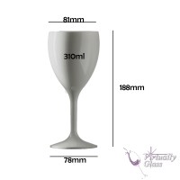 White Coloured Wine Glass with Measurements height 1188mm base width 78mm capacity 310 ml